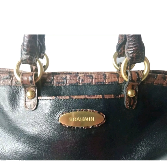 Brahmin Mini Arno Satchel Bag  Tuscan Black Tri-Texture Small Handbag MSRP $228 - Picture 5 of 9
